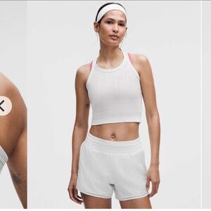 NWT Lululemon Swiftly Pointelle Cropped Racerback Tank Top White Size 14